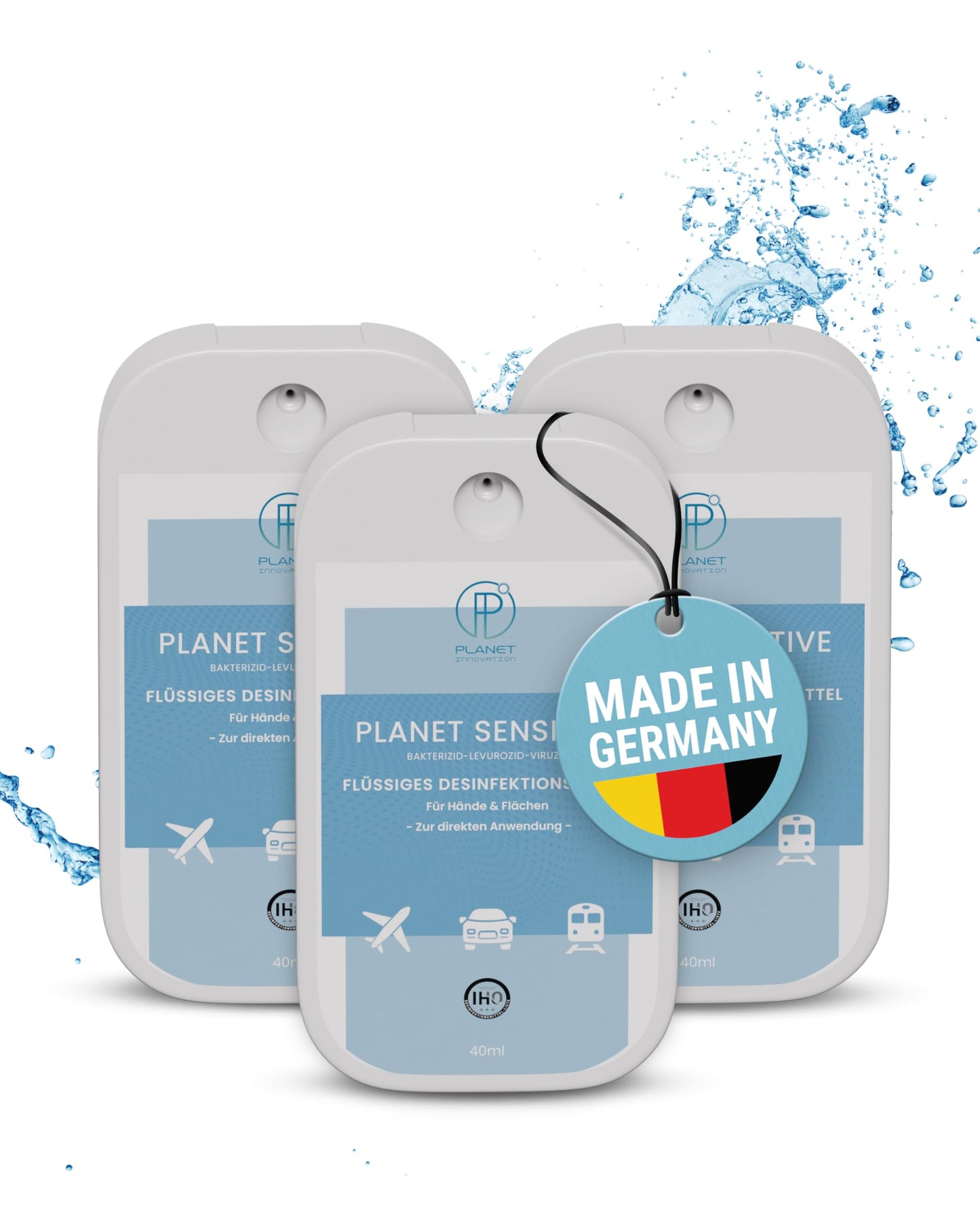 Planet Sensitive® - Desinfektion to Go (40 ml) | Alkoholfrei & kompakt für Reisen, Hände | Gegen Bakterien, Viren wie Herpes, Corona, Influenza, Hanta