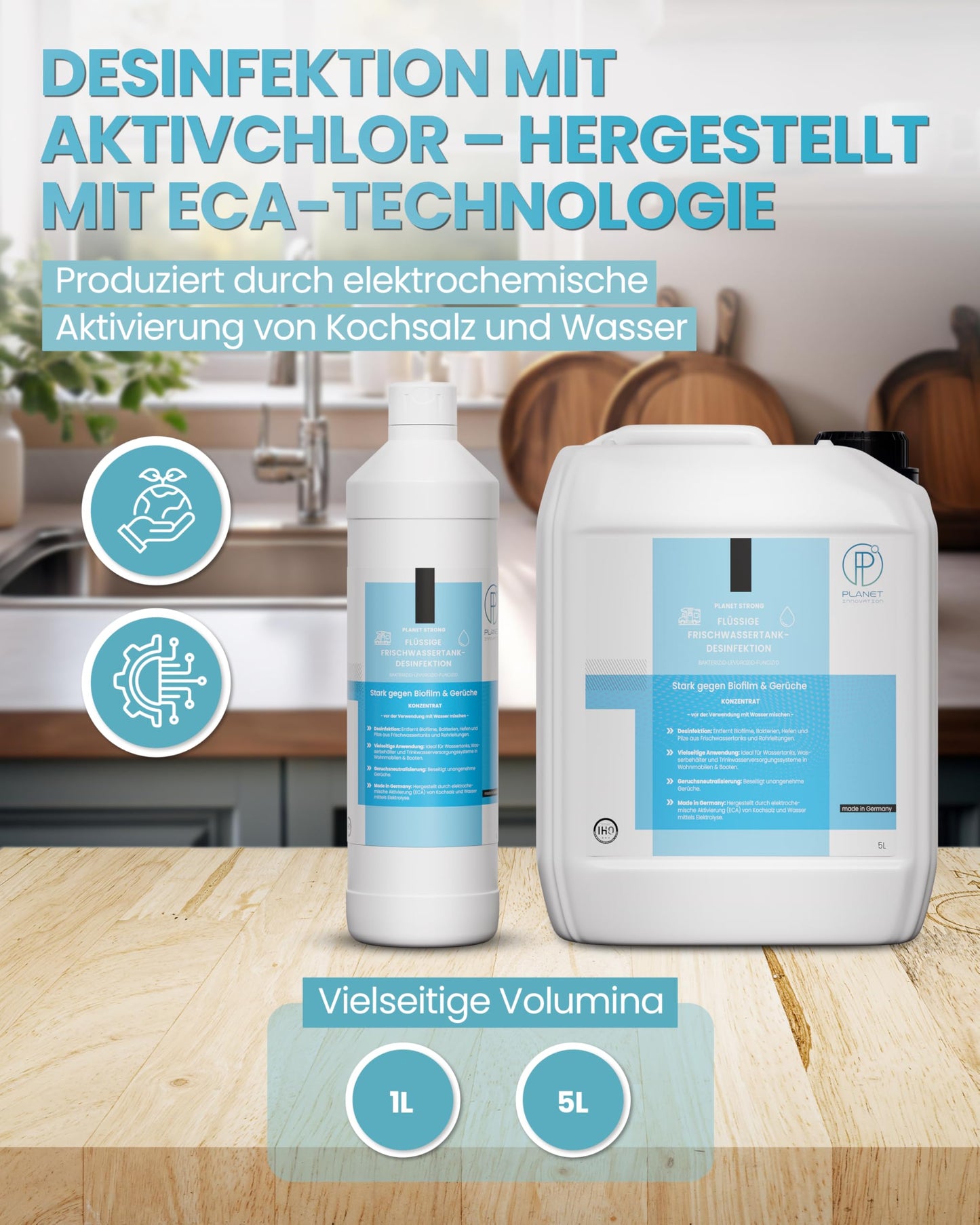 Frischwassertank-Reiniger für Wohnmobil & Wohnwagen – Planet Strong® zur Tankhygiene | Tankdesinfektion