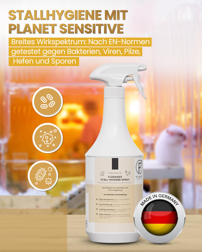 Stall-Hygiene Spray – Desinfektionsmittel für Käfige, Ställe & Tierbereiche | Planet Sensitive® zur Flächendesinfektion & Geruchsneutralisierung