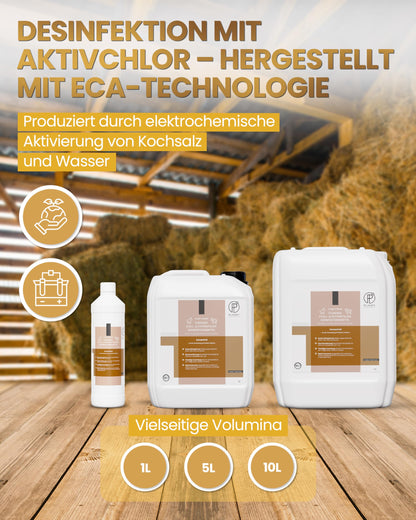 Stalldesinfektionsmittel Konzentrat für Ställe, Tierhaltung, Haustiere, Flächen und Futterstellen - Planet Strong® wirksam gegen Bakterien, Pilze, Viren, Gerüche