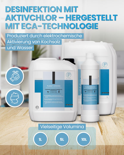 Planet Strong® – Desinfektionsmittel Konzentrat für Flächen, Oberflächen & Hände | Gegen Bakterien, Viren, Pilze, Schimmel & Gerüche | Halal & Koscher