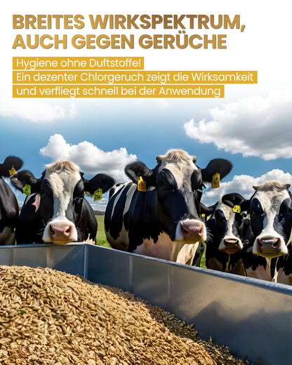 Stalldesinfektionsmittel Konzentrat für Ställe, Tierhaltung, Haustiere, Flächen und Futterstellen - Planet Strong® wirksam gegen Bakterien, Pilze, Viren, Gerüche