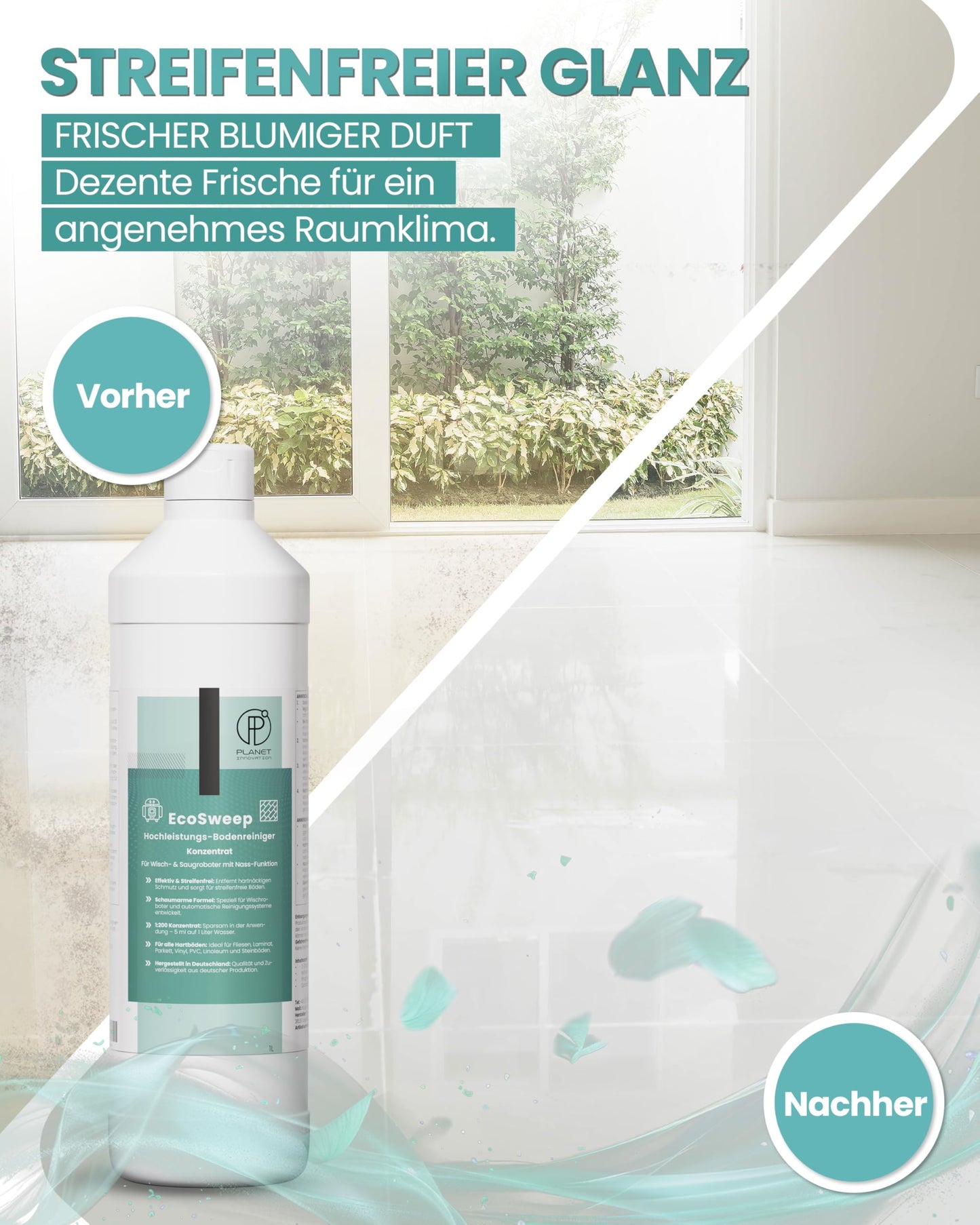 EcoSweep – Profi-Bodenreiniger Konzentrat (1:200) für Wisch- & Saugroboter mit Nassfunktion