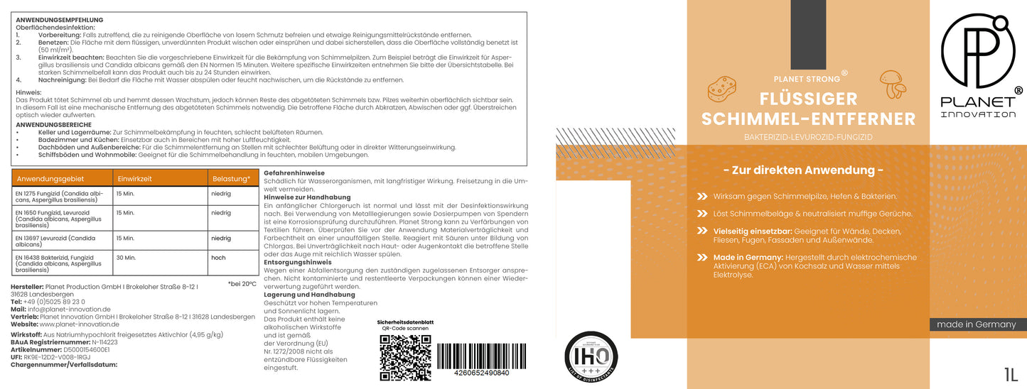 1L Schimmelentferner Aktivchlor wirksam gegen Schimmel & reduziert Gerüche