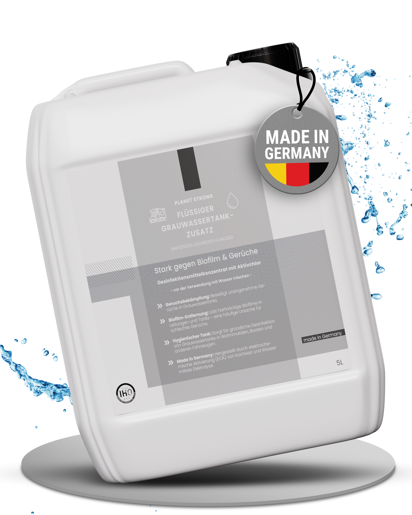 Grauwassertank Zusatz für Wohnmobile & Boote | Planet Strong® Geruchsbekämpfung und Desinfektion für deinen Grauwassertank